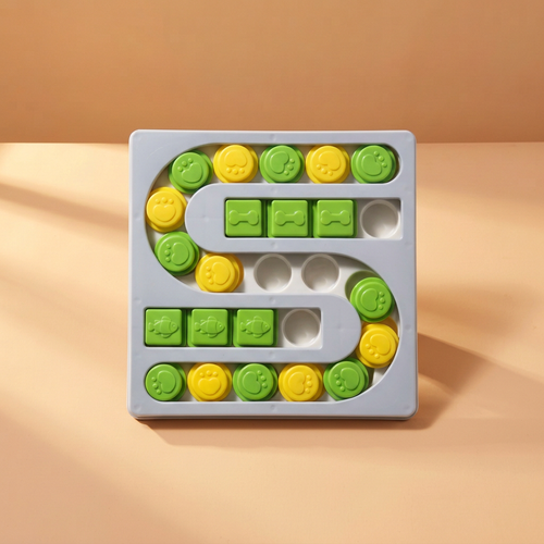Grey puzzle on warm peach background