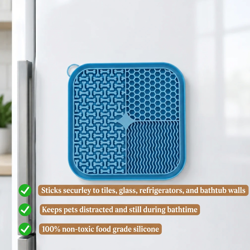 Lick mat suction benefits with matching serif typography